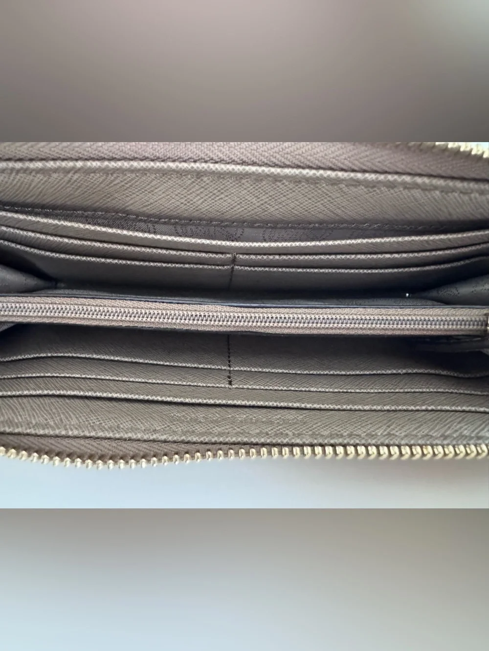 Michael Kors Jet Set Travel Saffiano Leather Zip Around Continental Wallet Taupe